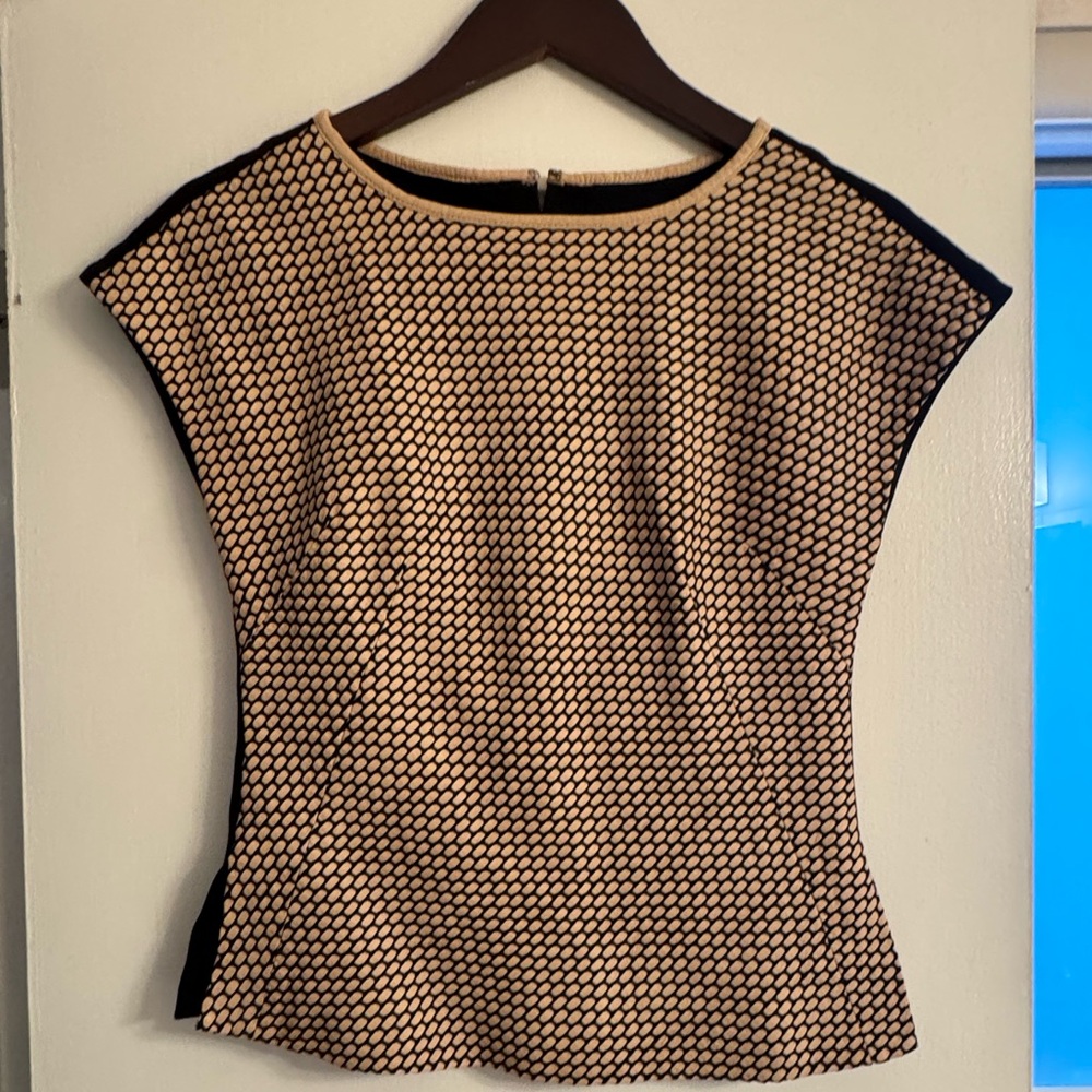Catherine Malandrino Black Top with Tan Trim